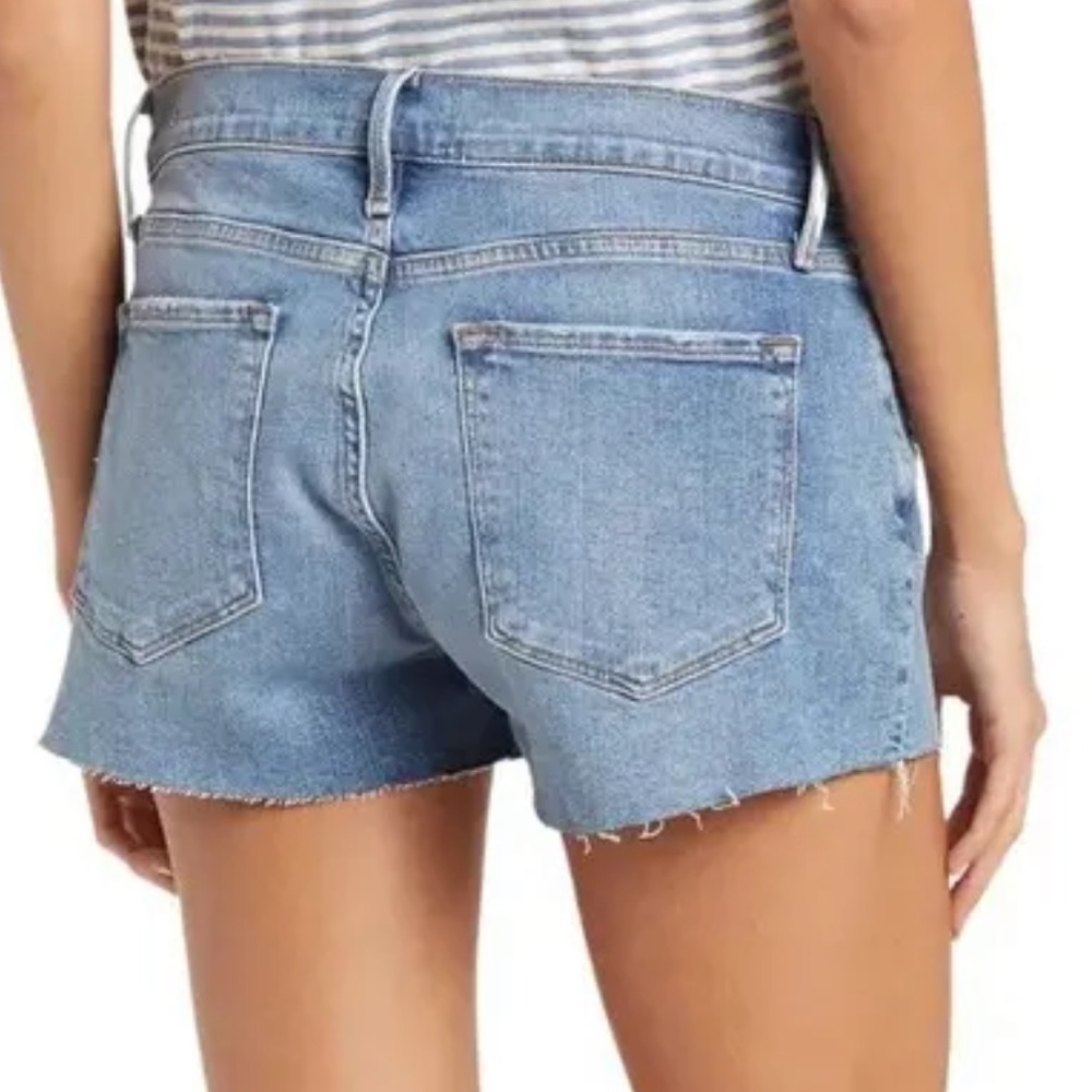 NWT Frame Denim Le Cutoff Raw Hem Mid Rise Shorts in Bixby Blue - Picture 2 of 7
